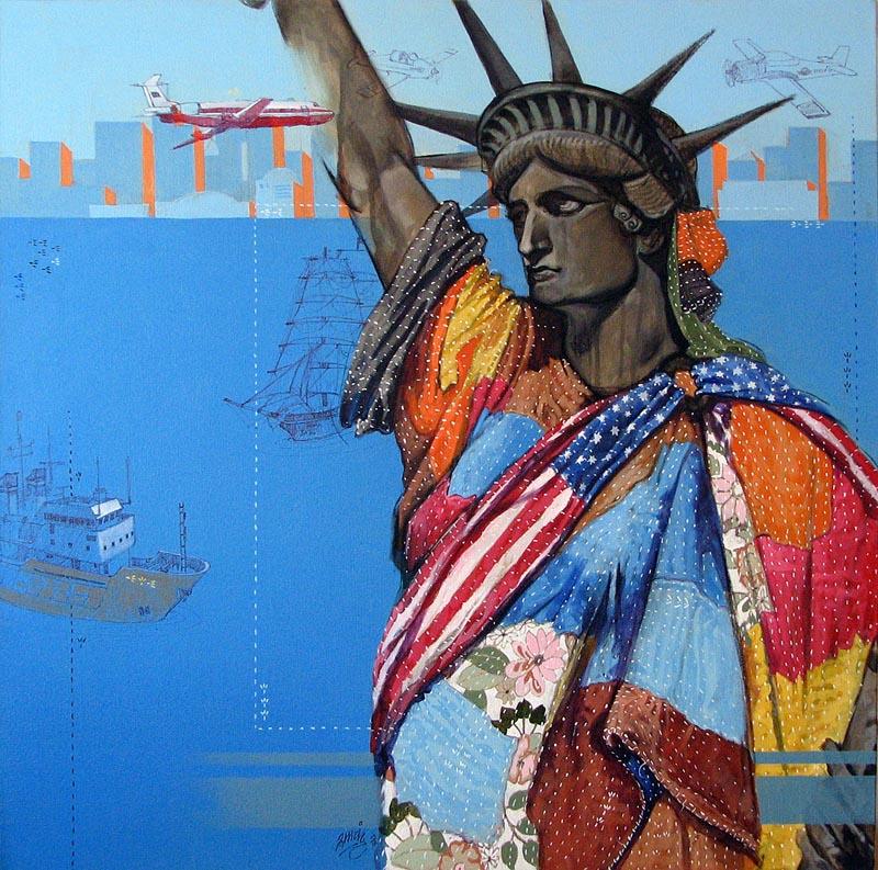 My Liberty,36x36 Inches,Acrylic, Charcoal on Canvas