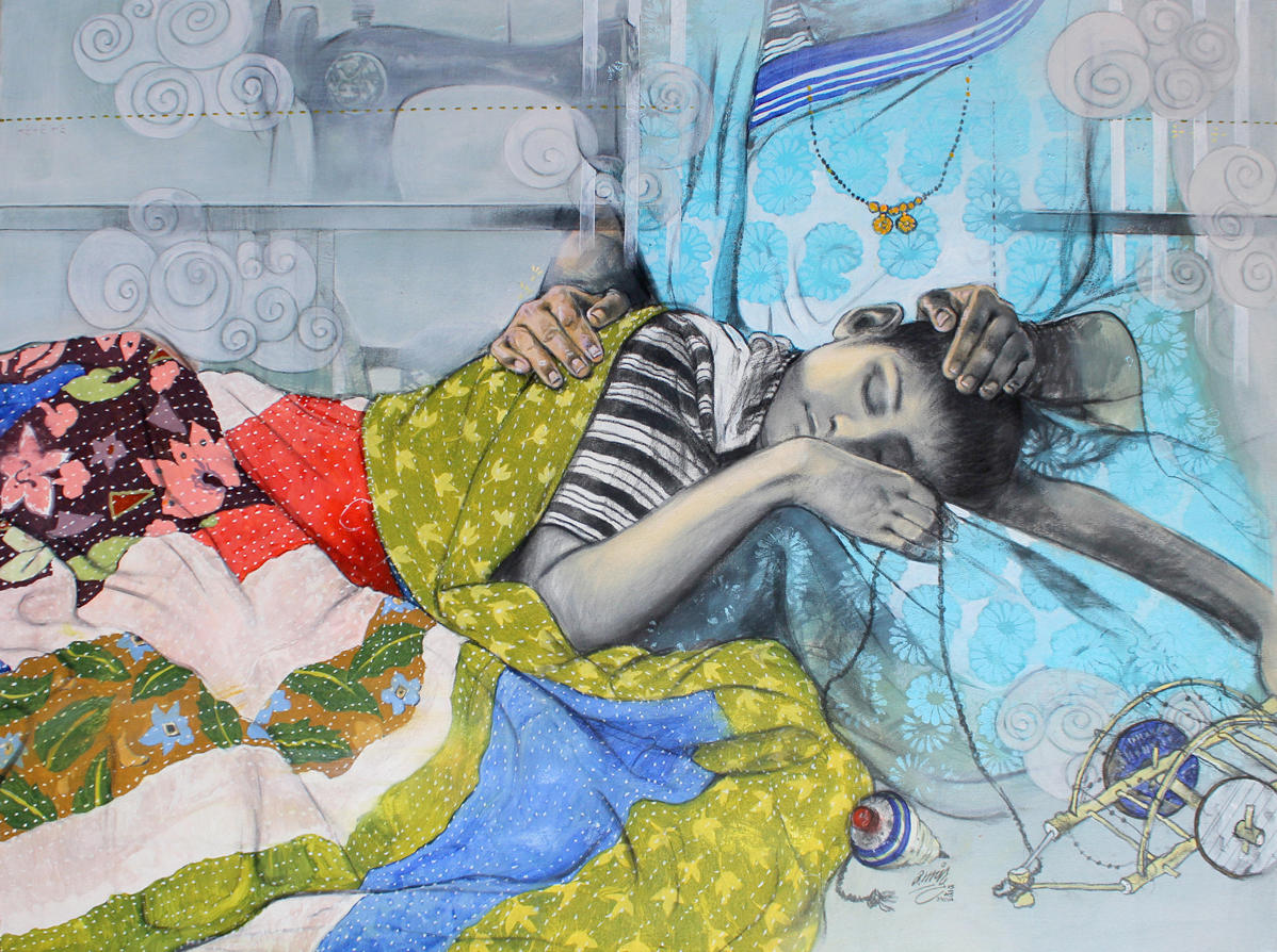 My memories-1,30X40 Inch,Pigment Colour, Acrylic, Charcoal on Canvas