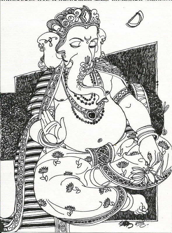 Ganpati-1,08x06 Inches,Ink on paper