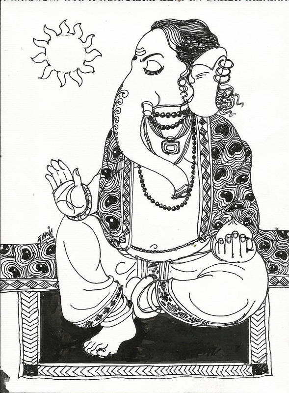 Ganpati-2,08x06 Inches,Ink on paper