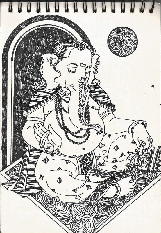 Ganpati-4,08x06 Inches,Ink on paper