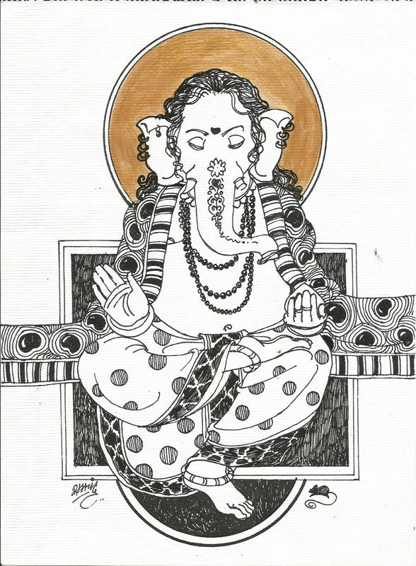 Ganpati-7,08x06 Inches,Ink on paper