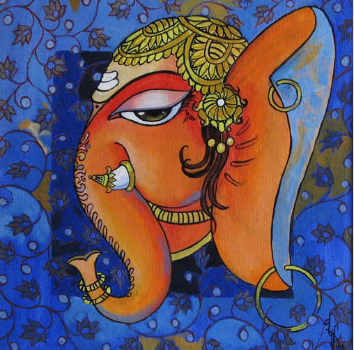Ganpati,18x18 Inches,Acrylic on canvas