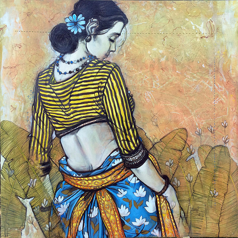 Sumbran art camp pune,36x36 Inches,Acrylic charcoal on canvas