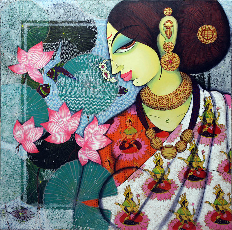 Lakshmi,36X36 Inch,Acrylic on Canvas